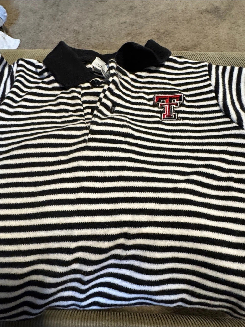 Creative Knitwear Texas Tech Red Raiders Striped Infant Polo Bodysuit